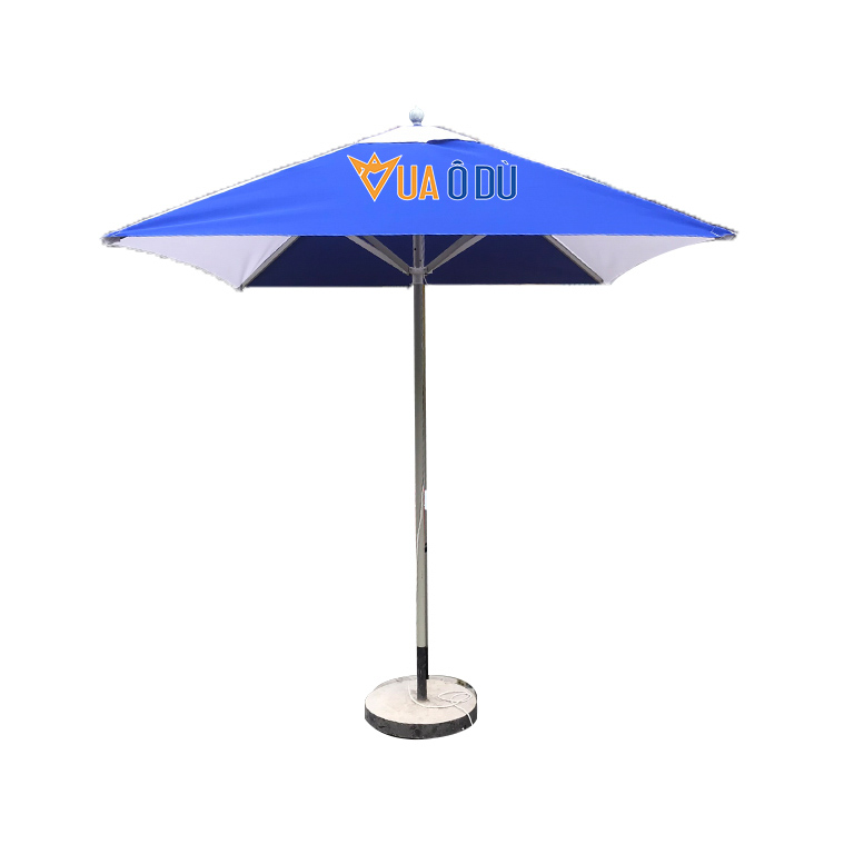 Dù đứng tâm vuông 2m màu xanh phối trắng
