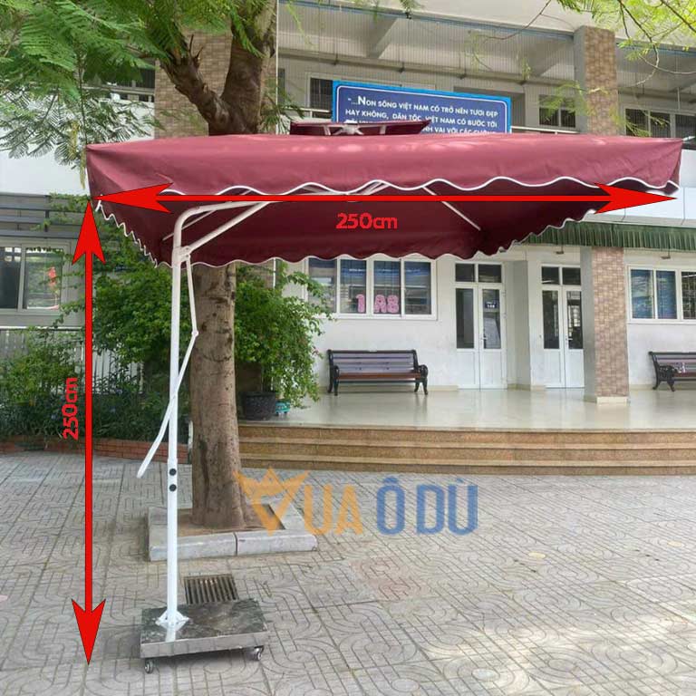 Kích thước dù lệch tâm vuông 2m5 cho thuê